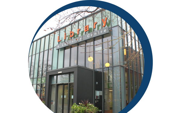 External image of Longsight Library and Learning centre inside blue circle