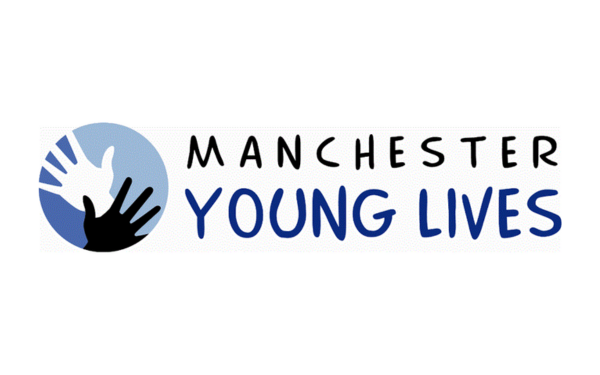 Logo; Manchester Young Lives, hands in a circle graphic