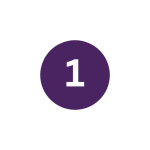Decorative purple circle with number 1