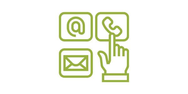 email, phone, hand icon for contact us