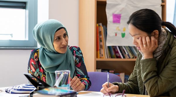 Two students studying together